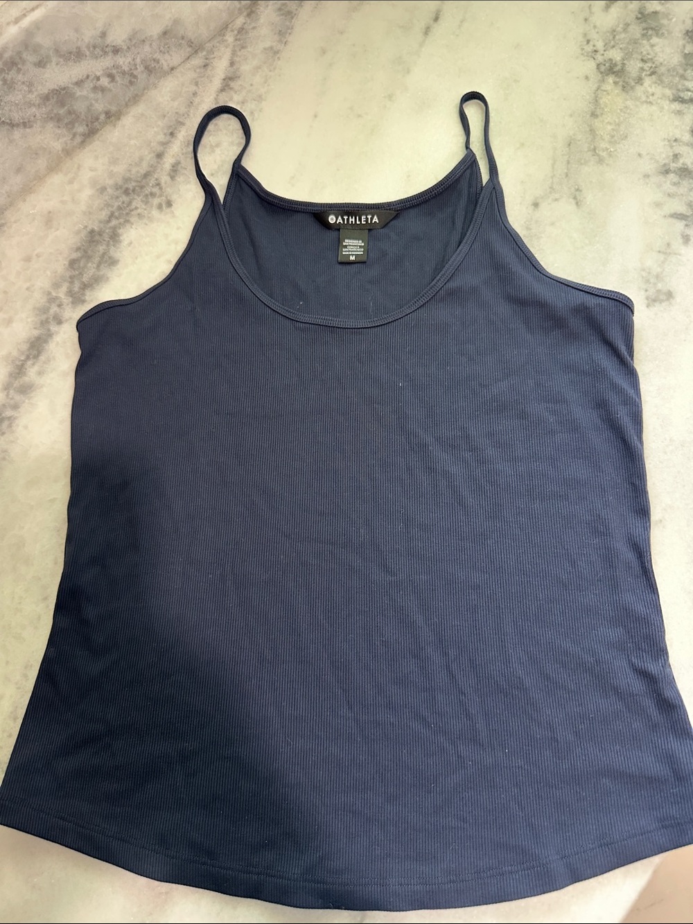Athleta Navy Ribbed Spaghetti-Strap Tank Top